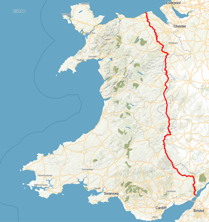 Offa S Dyke Path Hiking Advisor   Offas Dyke Map 